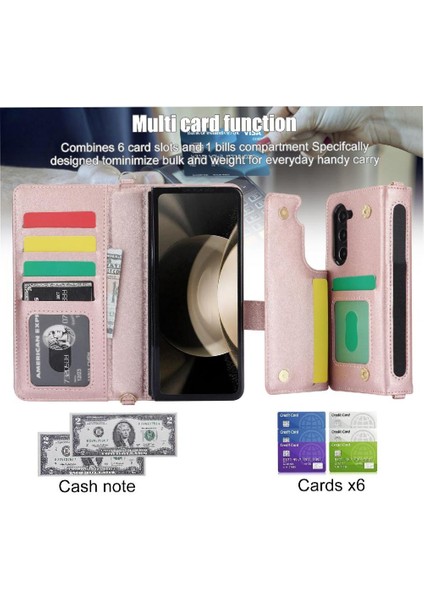 Samsung Galaxy Z Için Kılıf Fold 6 Premium Koruma Deri Cüzdan Kılıf 5 (Yurt Dışından)