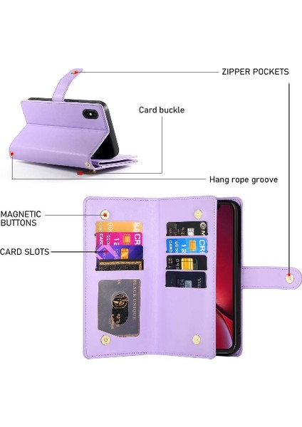IPhone X/xs Kickstand Çok Fonksiyonlu Kart Yuvaları Cüzdan Için Flip Case (Yurt Dışından)