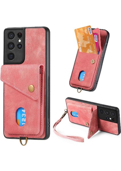 Samsung Galaxy S21 Ultra Ayrılabilir Kordon Kart Yuvası Premium Için Kılıf (Yurt Dışından)