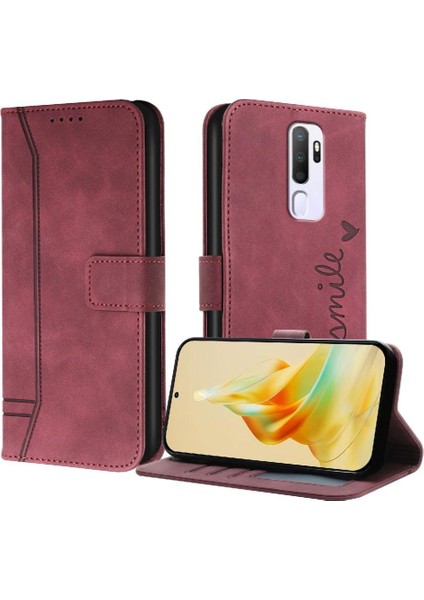 Oppo A5 2020 Flip Folio Cüzdan Için Telefon Kılıfı Pu Deri El Kayışı Kart (Yurt Dışından)