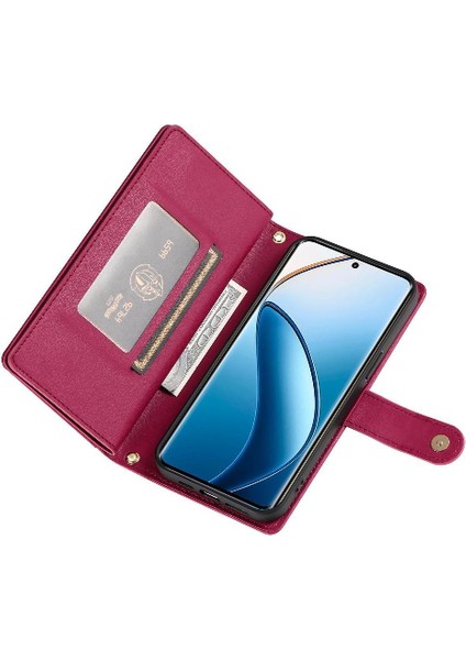 Realme 12 Pro Artı Cüzdan Bölmesi Bilek Kayışı Kickstand Için Flip Case (Yurt Dışından)