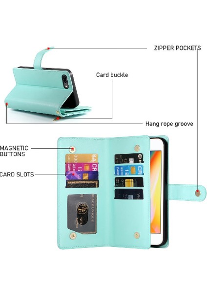 IPhone 6 Için Flip Case Artı Çok Fonksiyonlu Kart Yuvaları Bilek Kayışı Cüzdan (Yurt Dışından)