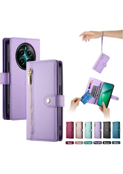 Realme 12 Artı Cüzdan Bölmesi Kickstand Için Flip Case Çok Fonksiyonlu (Yurt Dışından)