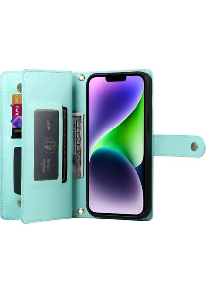 IPhone 14 Için Flip Case Artı Bilek Kayışı Cüzdan Bölmesi Kickstand Kart (Yurt Dışından)