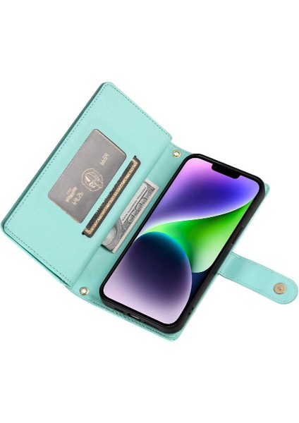 IPhone 14 Için Flip Case Artı Bilek Kayışı Cüzdan Bölmesi Kickstand Kart (Yurt Dışından)