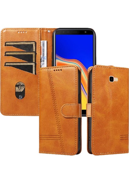 Samsung Galaxy J4 Artı Preslenmiş Pu Deri Ayrılabilir Siyah Için Filp Durumda (Yurt Dışından)