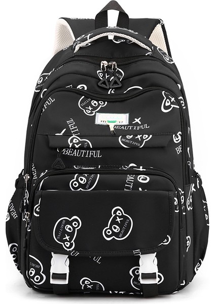 Yeni Öğrenci Okul Çantası Kadın Sevimli Baskı Orta Okul Öğrencisi Sırt Çantası Büyük Kapasiteli Açık Hava Eğlence Yükü Azaltıcı Sırt Çantası (Yurt Dışından)