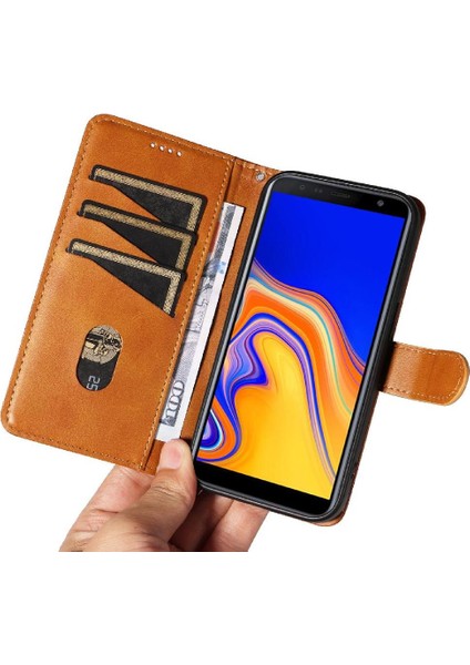 Samsung Galaxy J4 Artı Preslenmiş Pu Deri Ayrılabilir Siyah Için Filp Durumda (Yurt Dışından)