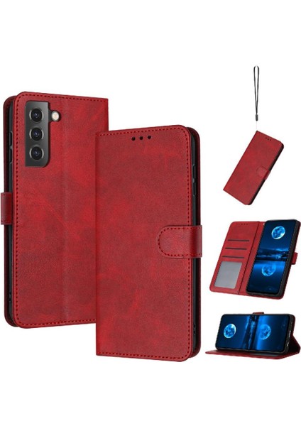 Kart Yuvası Kickstand ile Samsung Galaxy S21 Fe Saf Renk Için Flip Case (Yurt Dışından)