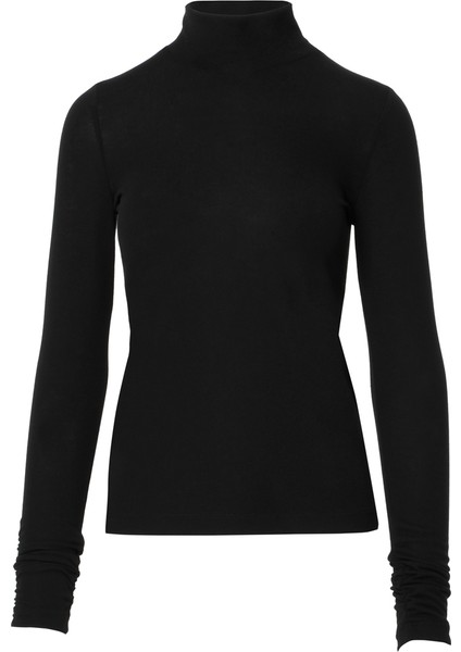 Dik Yaka Siyah Triko Bluz