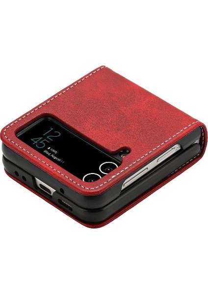 Samsung Galaxy Z Flip Case 4 5g Toka ile Kickstand Saf Pu (Yurt Dışından)