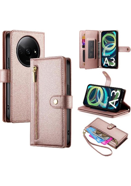 Xiaomi Redmi A3 Için Flip Case Çok Fonksiyonlu Kart Yuvaları Cüzdan Kickstand (Yurt Dışından)