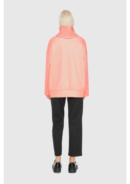 Baskili Balikçi Yaka Sweatshirt