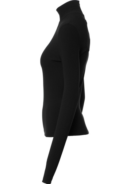 Dokulu Örme Siyah Boğazlı Kazak fiyatları