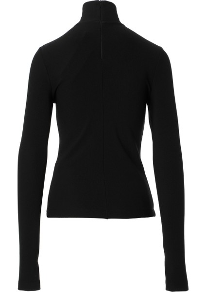 Dokulu Örme Siyah Boğazlı Kazak modelleri