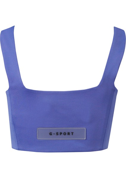 Fermuar Detaylı Mor Crop Top