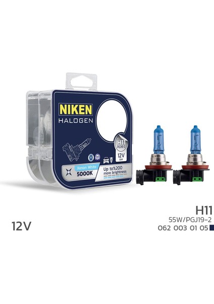 12V H11 55W Beyaz Işık Ampul PG319-2 5000K