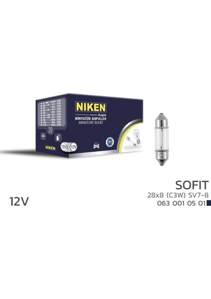 12V Sofit Ampul 28X8 (C3W) Sv7-8 10 Lu
