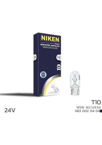 24V T10 Park Ampulü (W5W)W2.1X9.5D 10 Lu