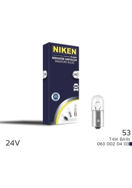 24V 53 Ampul (T4W) BA9S 10 Lu