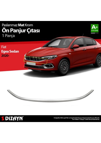S-Dizayn Fiat Egea Sedan Krom Ön Panjur Çıtası 2020 Üzeri Mat Krom