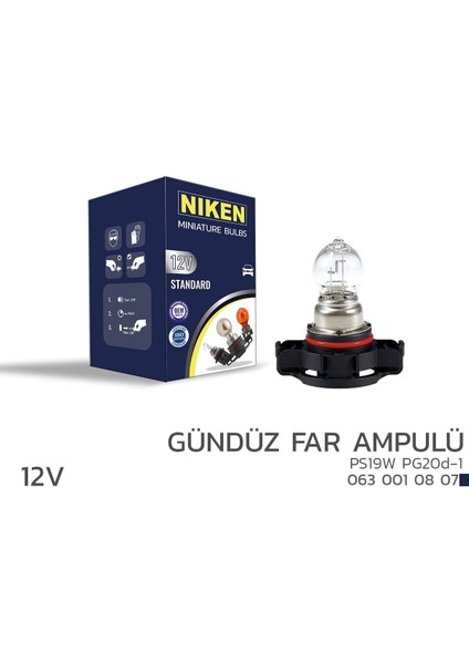 12V PS19W Gündüz Far Ampulü (PG20D-1) 10’lu