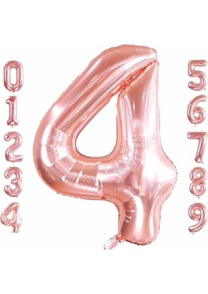 Rose Gold Renkli Rakam Folyo Balon 80 Cm & 32 Inç (Helyum Uyumlu)