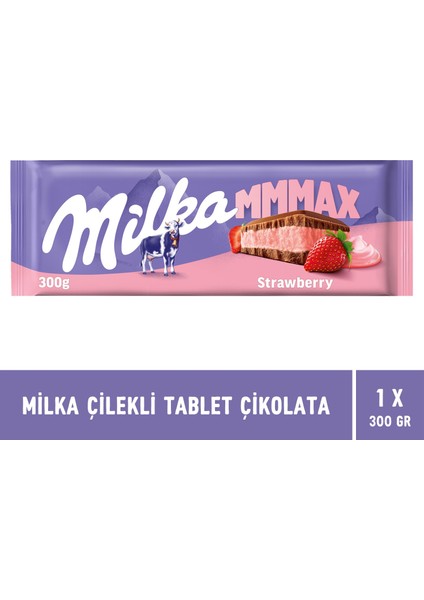 Çilekli Tablet Çikolata 300 gr