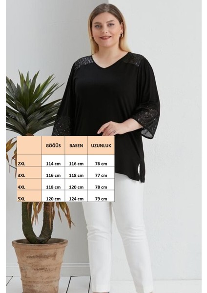 Trend Kadın Omuz ve Kol Ucu Pul Payet Işleme Dekolteli Truvakar Kol Yan Yırtmaç V Yaka Esnek Bluz Siyah fiyatları