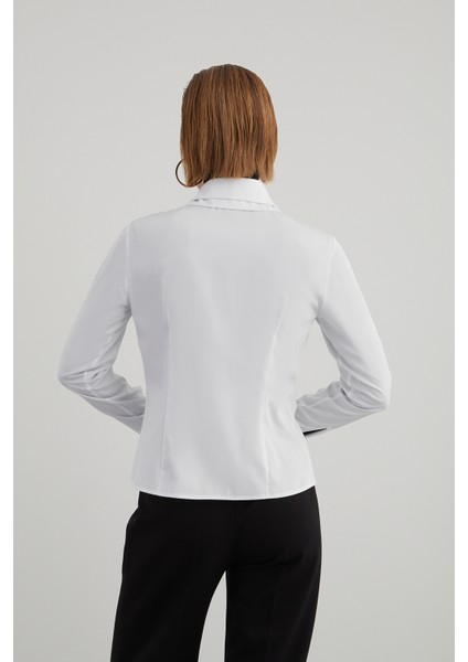 Fit Kesim Likralı Poplin Pamuk Gömlek