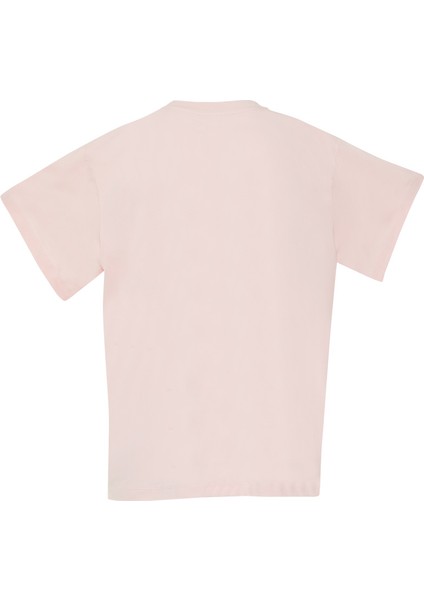 Yıldız Pleksi Detaylı Dik Yaka Kısa Kol Pembe Tshirt