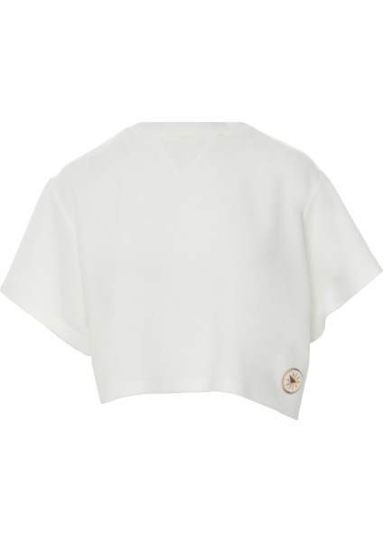 Gold Sim Ipli Dik Yaka Ekru Tshirt fırsatları