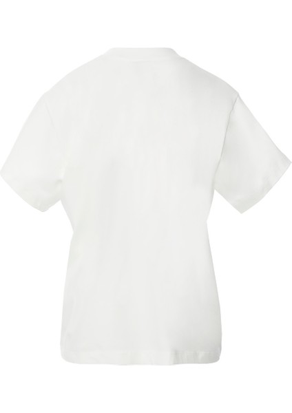 Aplike Nakış Detaylı Basic Ekru Tshirt modelleri