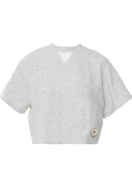 Dik Yaka Gri Tshirt