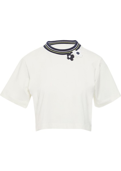 Ribana Yakalı Ekru Tshirt