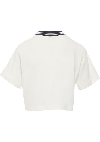 Ribana Yakalı Ekru Tshirt