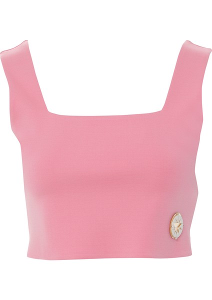 Yıldız Pleksi Detaylı Pembe Crop fırsatları