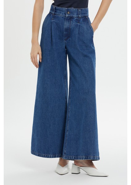 Klasik Palazzo Denim Pantolon