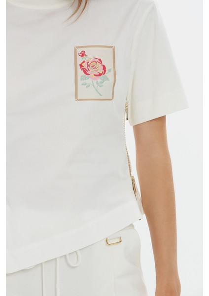 Fermuar Detaylı Ekru Kısa Kollu Tshirt fırsatları