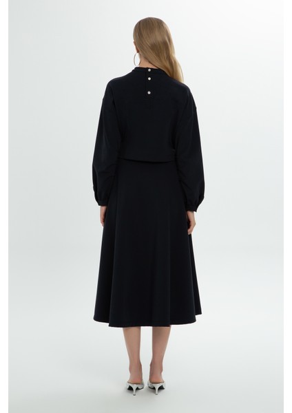 Uzun Kollu Siyah Oversize Sweatshirt