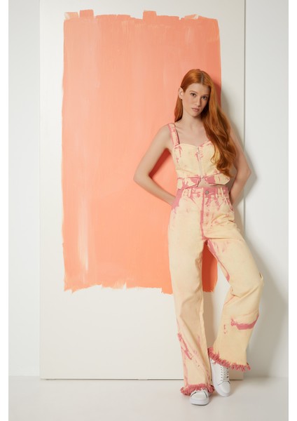 Batik Yıkamalı Jean Pembe Crop-Top