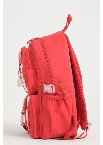 Kawaii Kore Tarzı Okul Çantası Aksesuarlı Kız Çocuk ve Erkek Çocuk Sırt Çantası Kırmızı fiyatları