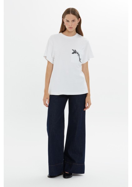 Kısa Kollu Klasik Coton Ekru Tshirt fiyatları