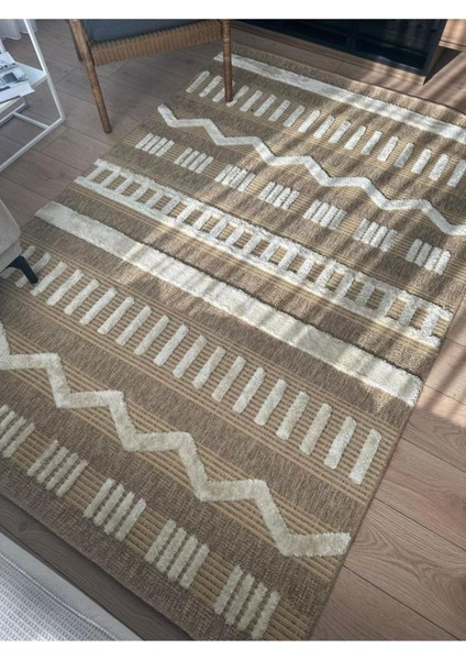 Marakeş 676 Sarı Kolay Temizlenen Dekoratif Bohem Sisal Jüt Hasır Halı modelleri