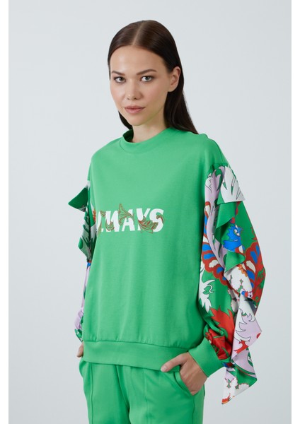 Always Yazı Baskılı ve Desenli Rahat Kesim Örme Sweatshırt Yeşil Eşofman Takımı fiyatları