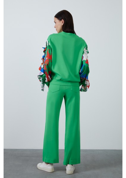 Always Yazı Baskılı ve Desenli Rahat Kesim Örme Sweatshırt Yeşil Eşofman Takımı modelleri