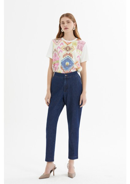 Yüksek Bel Dar Paça Klasik Denim Pantolon