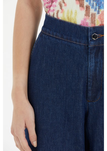 Yüksek Bel Dar Paça Klasik Denim Pantolon