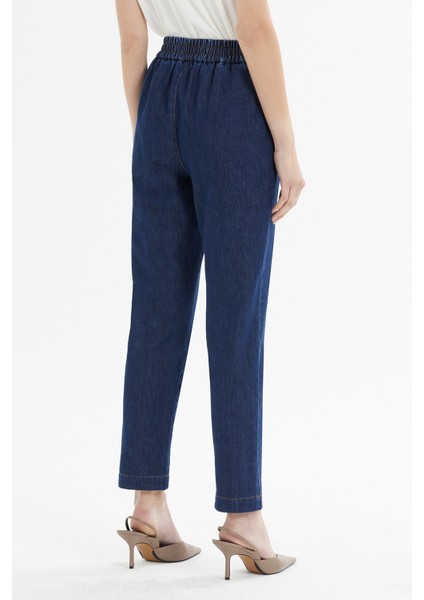Yüksek Bel Dar Paça Klasik Denim Pantolon