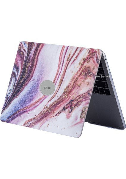 Macbook Air Kılıf 13.6 inç M2-M3, Simli Mermer Glitter (TouchID'li Air 13.6") A2681 A3113 ile Uyumlu